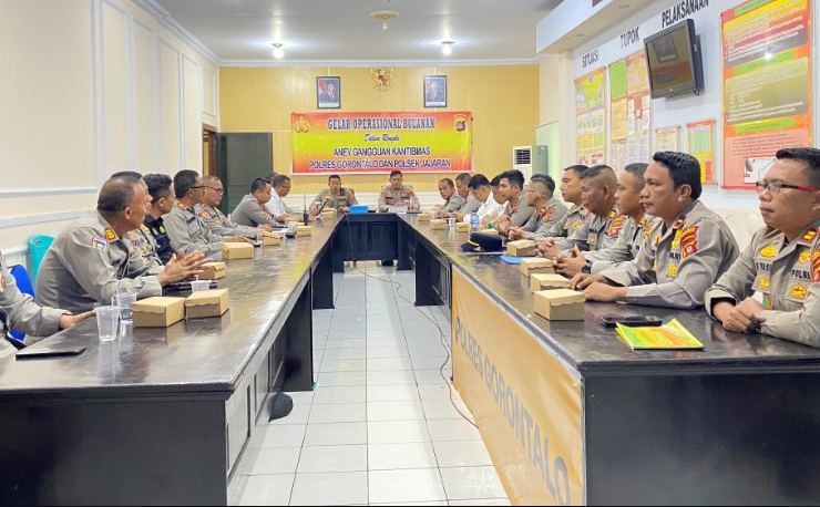 Polres Gorontalo Gelar Anev Bulanan, Kapolres Dorong Optimalisasi Pelayanan Publik